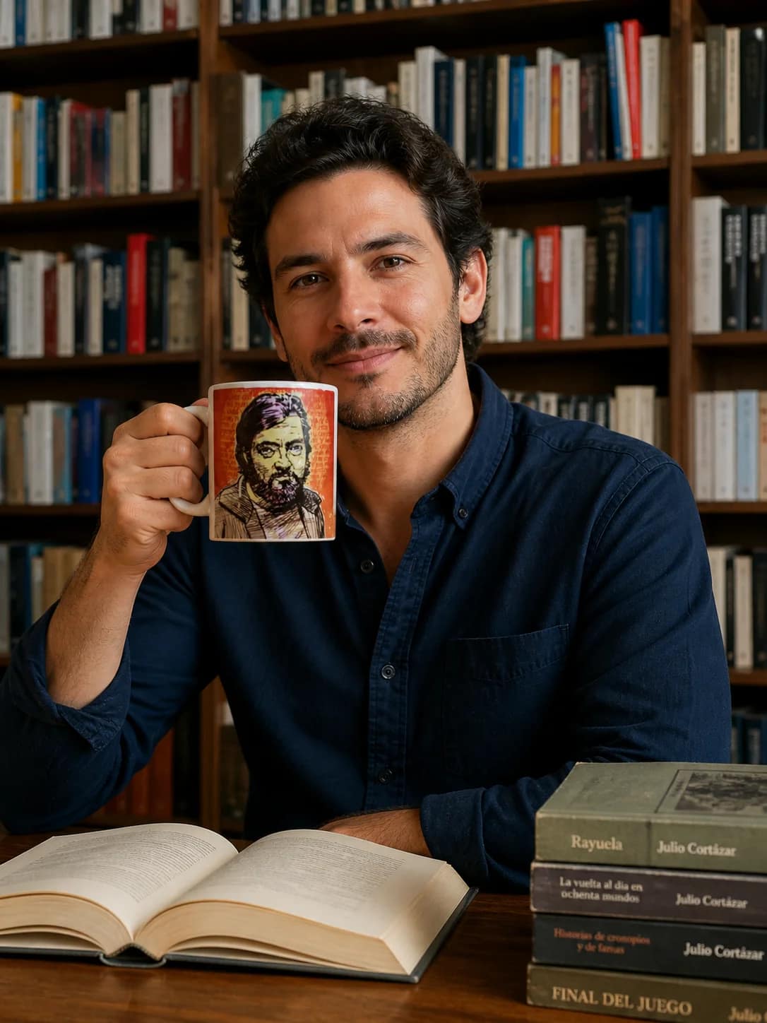 Cliente usando el mug